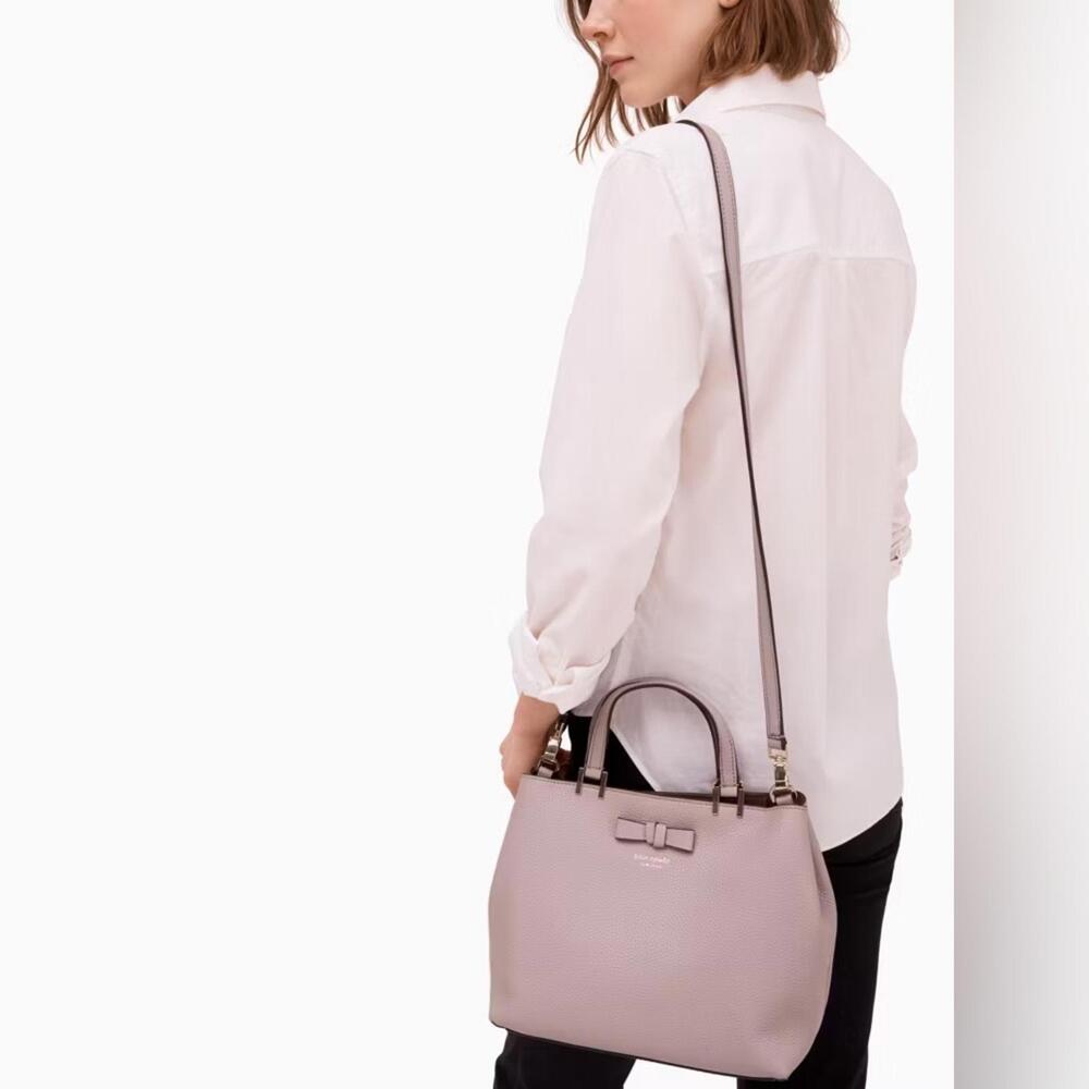 KATE SPADE Lavender Leather Gwyn Pershing Street Convertible Satchel Bag EUC - Picture 3 of 14